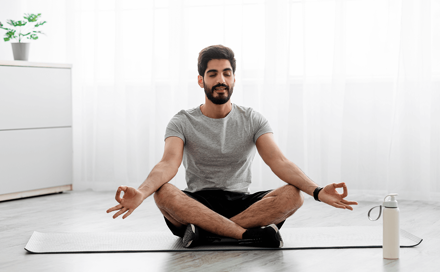 A man meditates